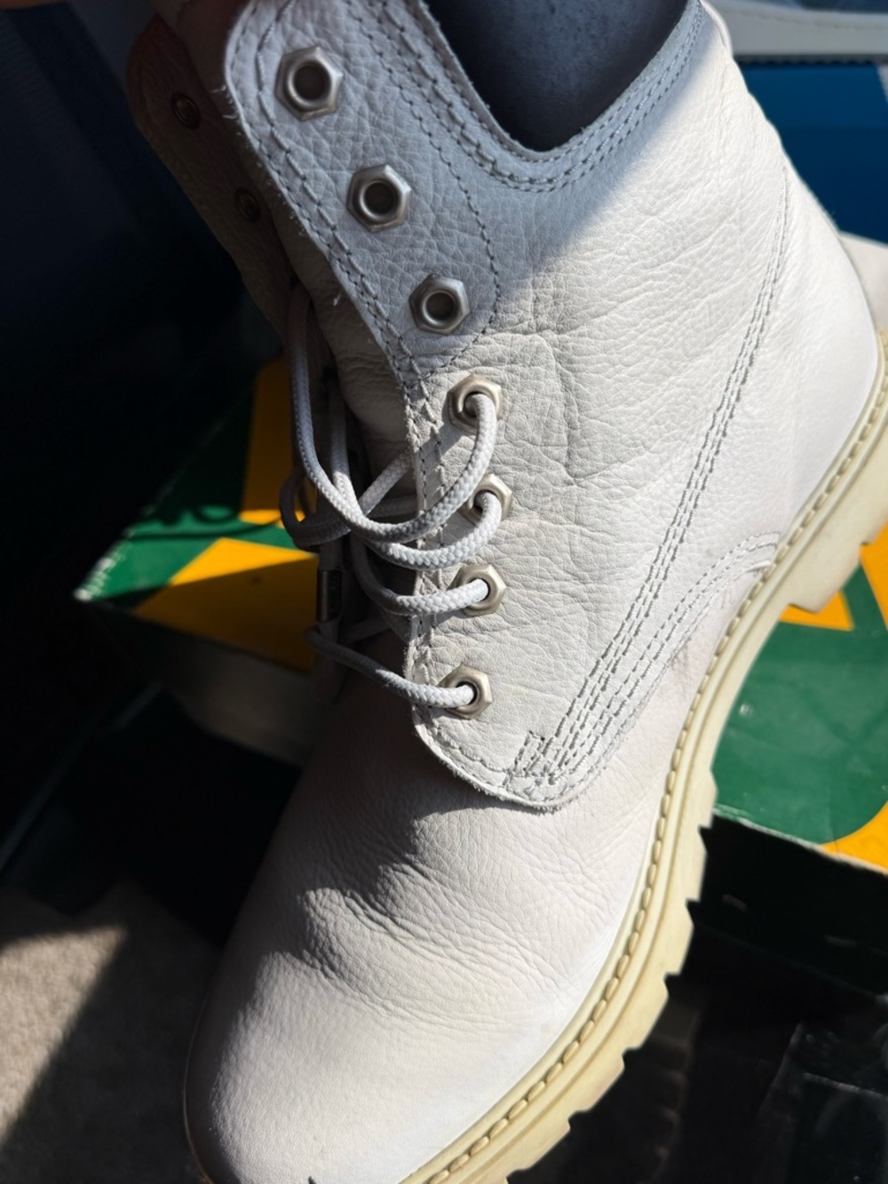 Men's Havana Joes  White Leather Lace-Up Work Boot - Minimalist Design
